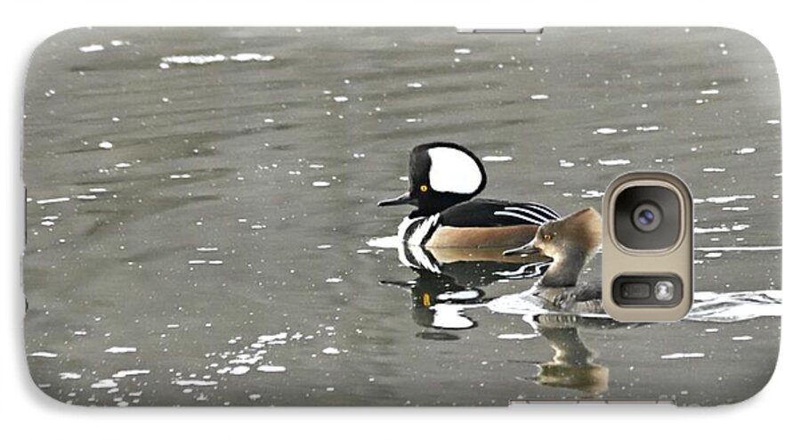 Photography Galaxy S7 Case featuring the photograph Pair of Hooded Mergansers by Larry Ricker