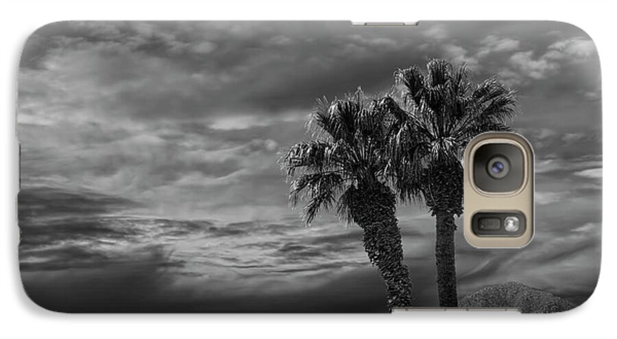 Tree Galaxy S7 Case featuring the photograph Palm Trees by Borrego Springs in Black and White by Randall Nyhof