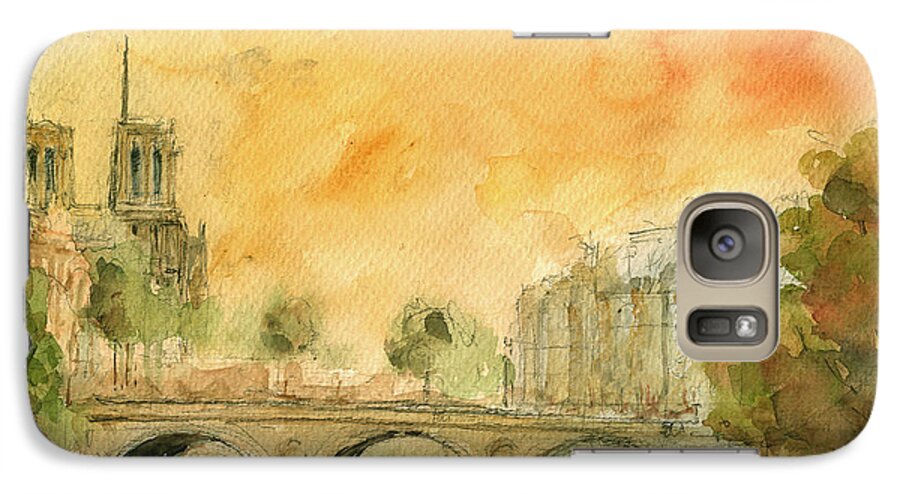 Paris Art Wall Galaxy S7 Case featuring the painting Paris notre dame by Juan Bosco