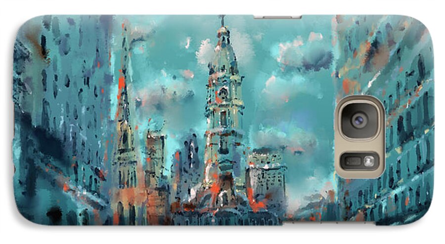 Philadelphia Galaxy S7 Case featuring the painting Philadelphia street by Bekim M