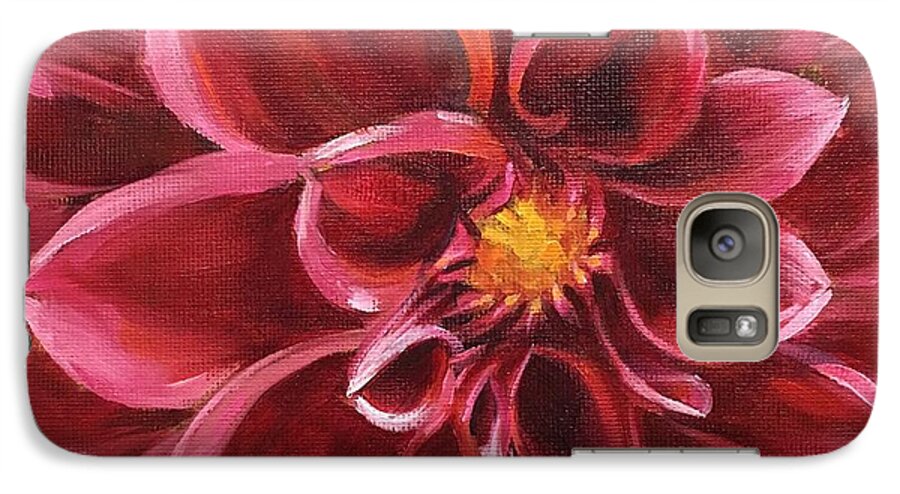 Pink Galaxy S7 Case featuring the painting Pink Dahlia by Pam Talley