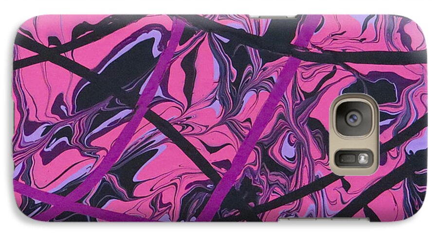 Abstract Galaxy S7 Case featuring the painting Pink Swirl by Teresa Wing