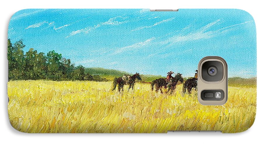 Landscape Galaxy S7 Case featuring the painting Prairie Journey by Kathleen McDermott