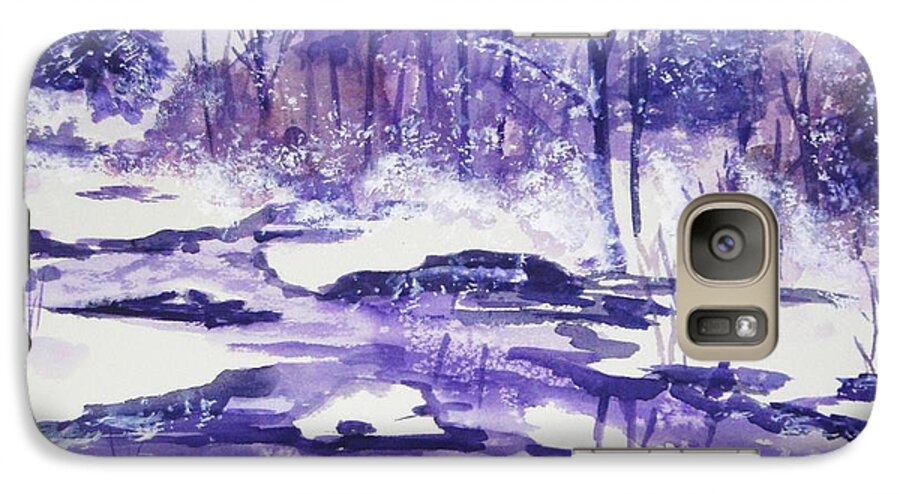Icy Creek Galaxy S7 Case featuring the painting Purple Ice on Kaaterskill Creek by Ellen Levinson
