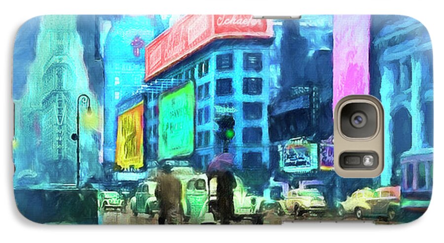 New York City Galaxy S7 Case featuring the painting Rainy Night In New York by Michael Cleere