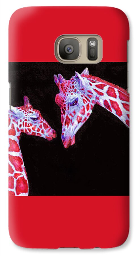 Jane Schnetlage Galaxy S7 Case featuring the digital art Read And Black Giraffes by Jane Schnetlage