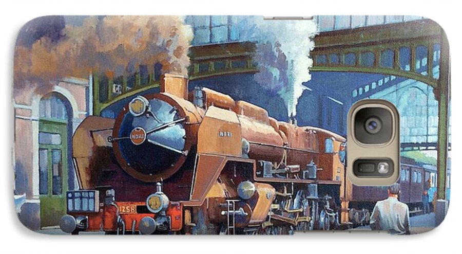 Steam Galaxy S7 Case featuring the painting Rebuilt Chapelon Pacific at Calais. by Mike Jeffries