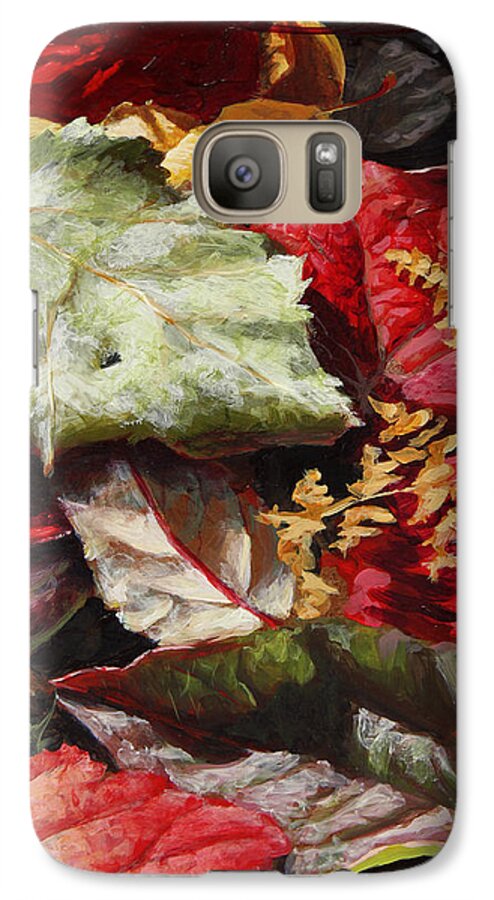 Realism Galaxy S7 Case featuring the painting Red Autumn - Wasilla Leaves by K Whitworth