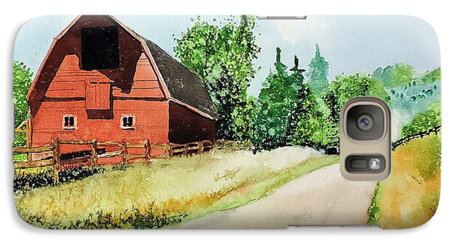Barn Galaxy S7 Case featuring the painting Red Barn Near Steamboat Springs by Tom Riggs