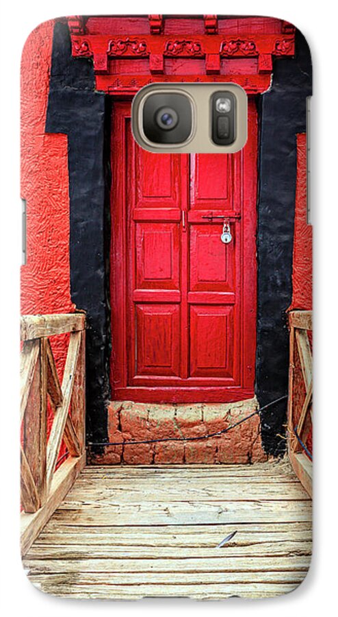 Asia Galaxy S7 Case featuring the photograph Red door at a monastery by Alexey Stiop