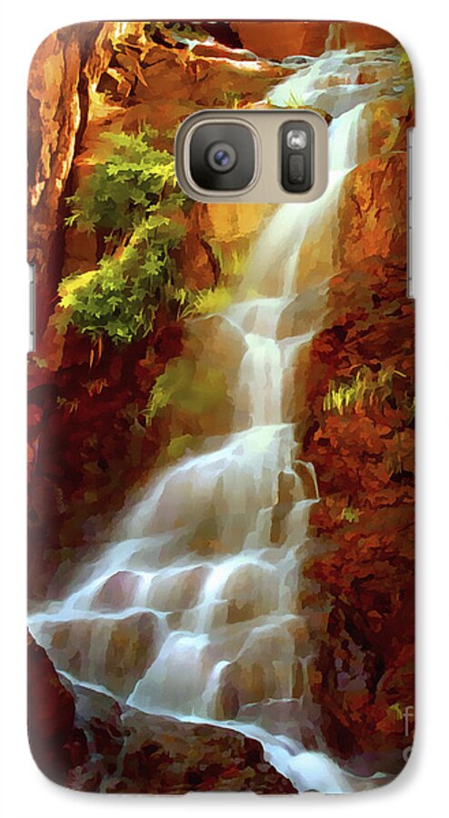 Red River Falls Galaxy S7 Case featuring the painting Red River Falls #1 by Peter Piatt