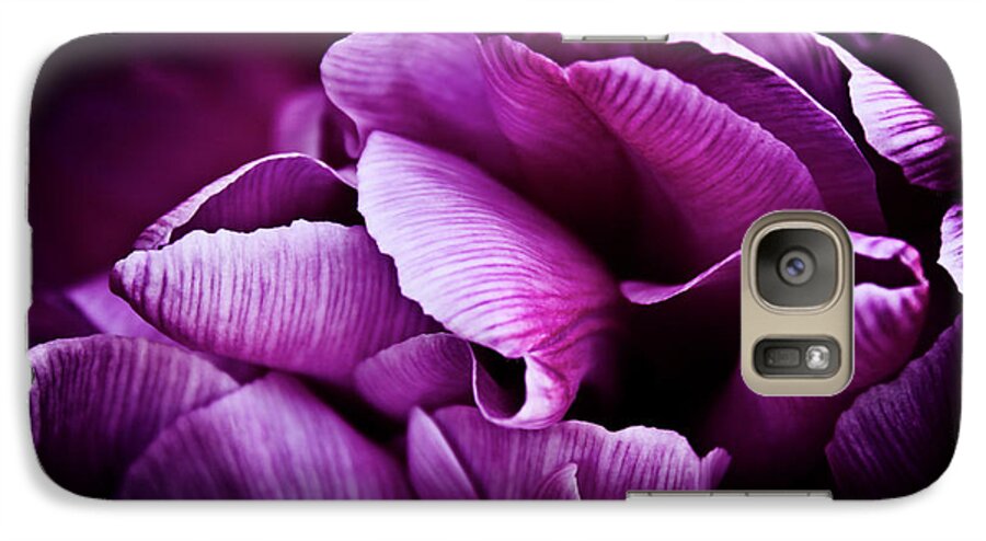 Purple Tulips Galaxy S7 Case featuring the photograph Ruffled Edge Tulips by Joann Copeland-Paul