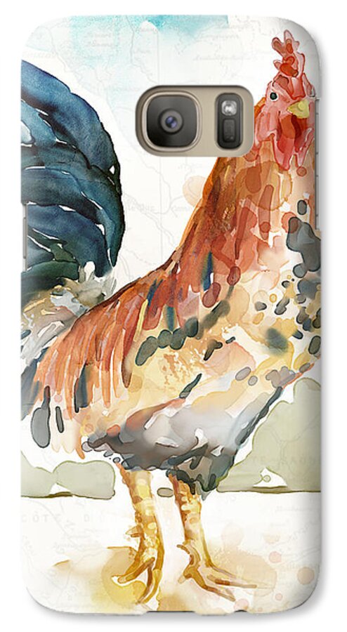 Farm Galaxy S7 Case featuring the painting Rust Rooster by Mauro DeVereaux