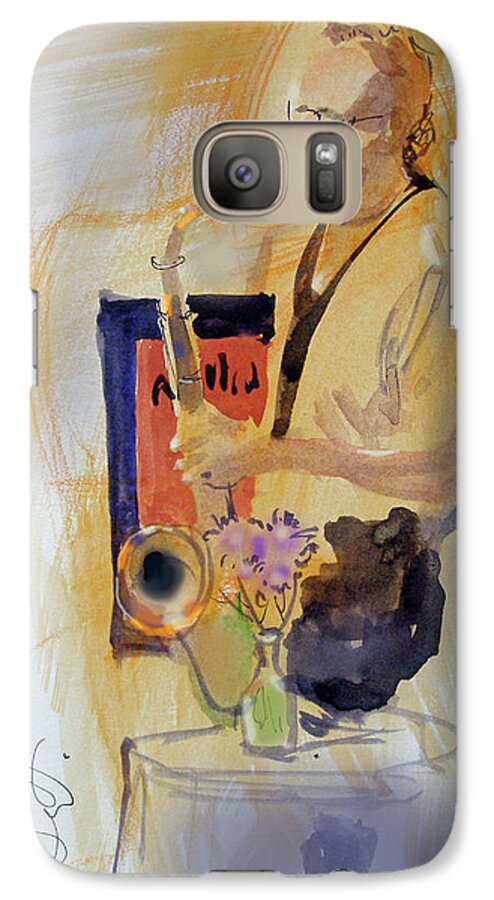 Musician Galaxy S7 Case featuring the painting Sax Man by Gertrude Palmer