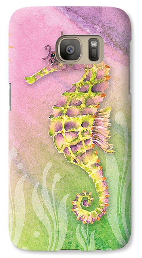 Purple Seahorse Galaxy S7 Case featuring the painting Seahorse Violet by Amy Kirkpatrick