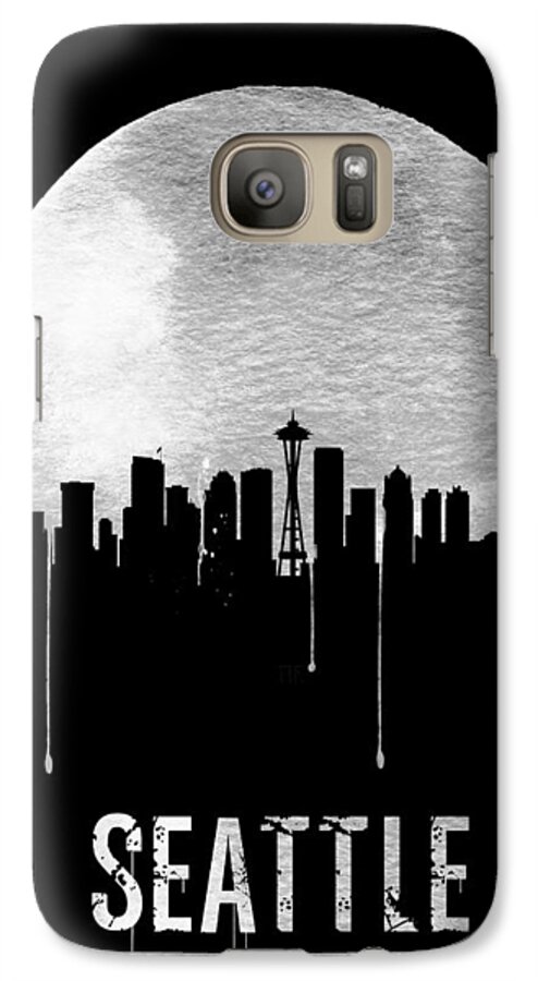 Seattle Galaxy S7 Case featuring the painting Seattle Skyline Black by Naxart Studio