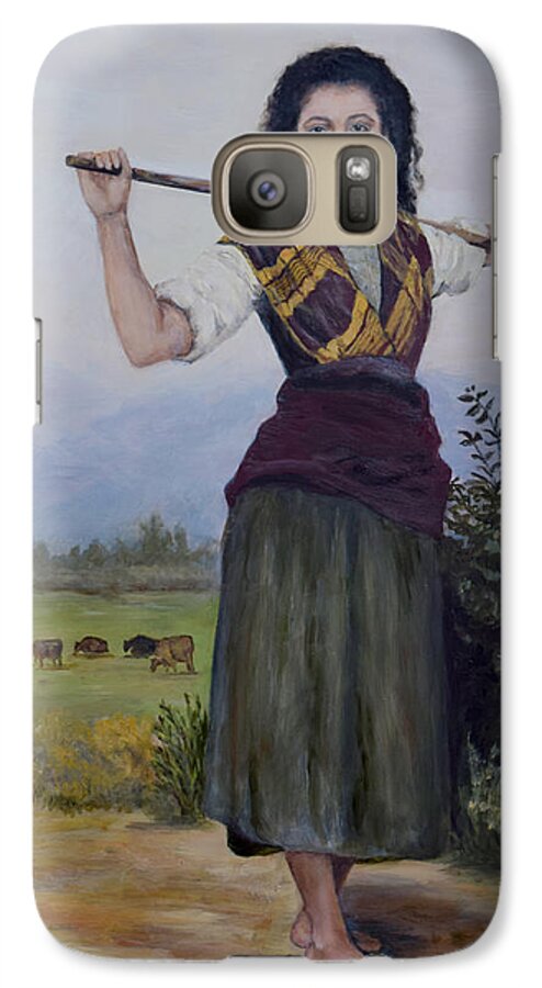 Pastoral Galaxy S7 Case featuring the painting Shepherdess by Sandra Nardone
