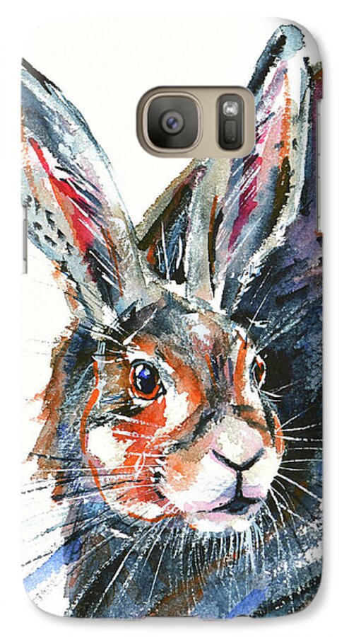 Hare Galaxy S7 Case featuring the painting Shy Hare by Zaira Dzhaubaeva