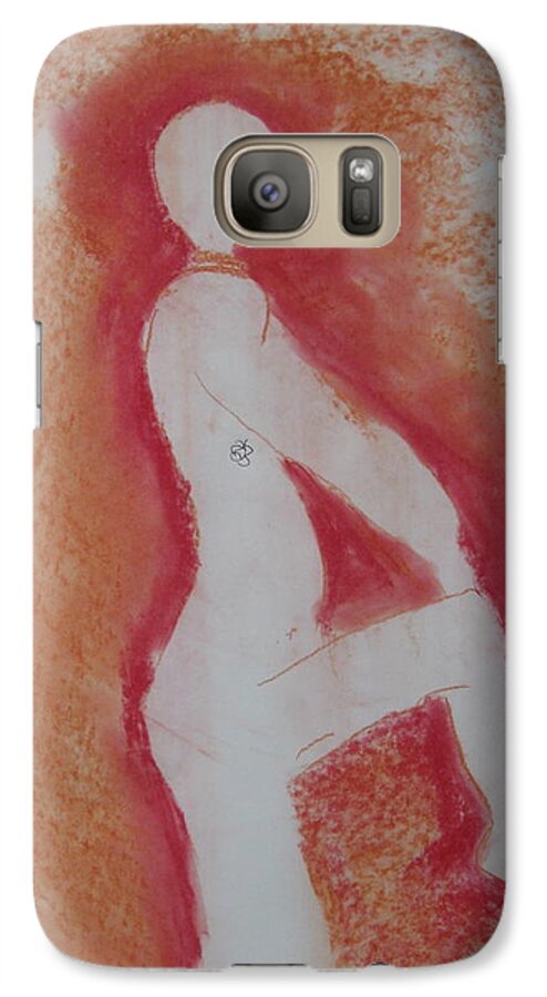 Red Galaxy S7 Case featuring the drawing Silhouetted Figure by AJ Brown