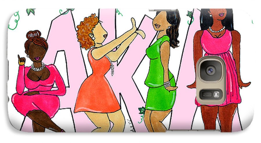 ‎alpha Kappa Alpha Galaxy S7 Case featuring the drawing Skee Wee My Soror by Diamin Nicole