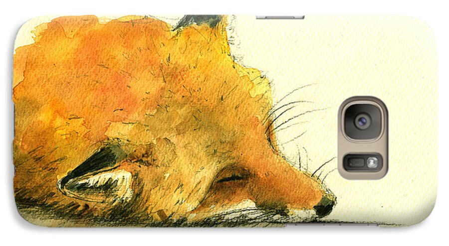 Fox Art Wall Galaxy S7 Case featuring the painting Sleeping fox by Juan Bosco