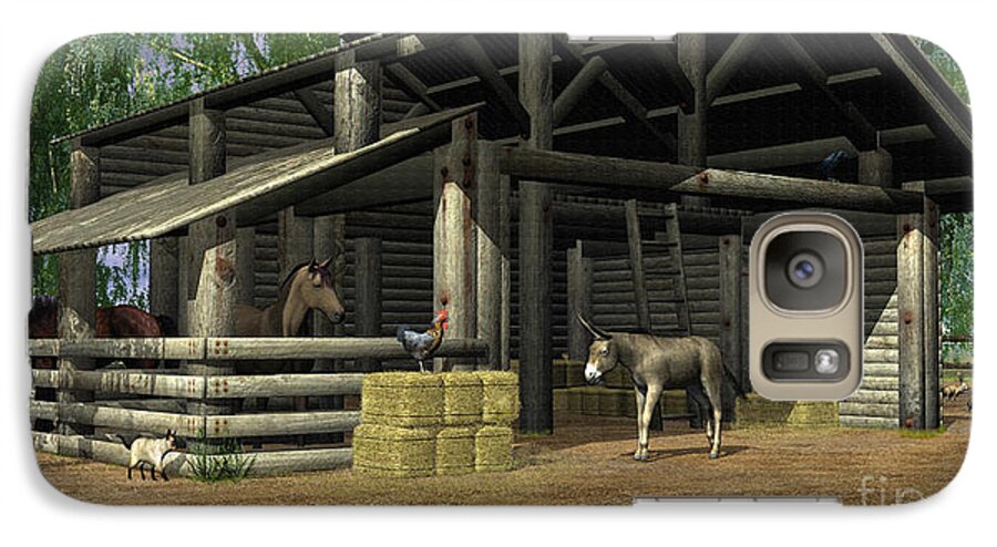 Barn Galaxy S7 Case featuring the digital art Small Barn by Walter Colvin