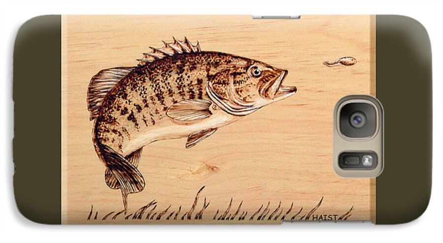 Fish Galaxy S7 Case featuring the pyrography Small Mouth Bass by Ron Haist