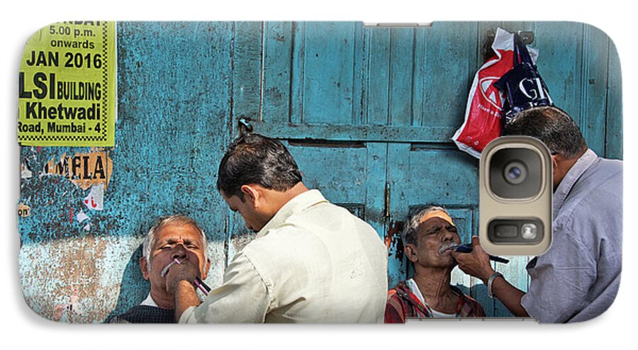 Street Side Barbershop In The Back Streets Of Mumbai. Galaxy S7 Case featuring the photograph Snip and tuck by Marion Galt