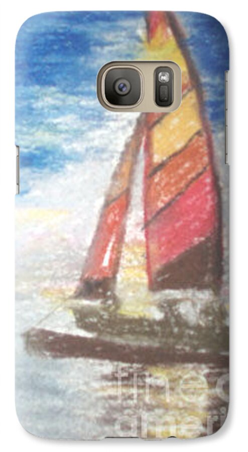 Boat Galaxy S7 Case featuring the painting Solo Ride by Trilby Cole