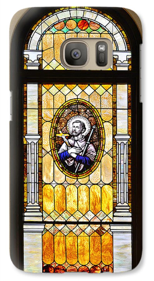 Stained Glass Window Galaxy S7 Case featuring the photograph Stained Glass Window Father Antonio Ubach by Alexandra Till