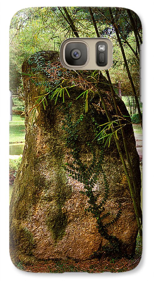 Standing Stone Galaxy S7 Case featuring the photograph Standing Stone with Fern and Bamboo 19A by Gerry Gantt