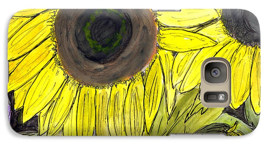 Flowers Galaxy S7 Case featuring the painting Sunflowers by Lou Belcher