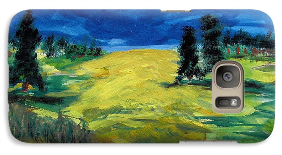 Landscape Galaxy S7 Case featuring the painting Sunny Field by Mary Carol Williams