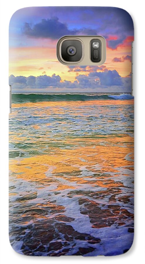 Ocean Galaxy S7 Case featuring the photograph Sunset and Sea Foam by Tara Turner
