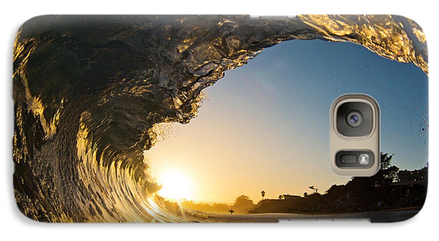 Waves Galaxy S7 Case featuring the photograph Sunset Barrel Wave on Beach by Paul Topp