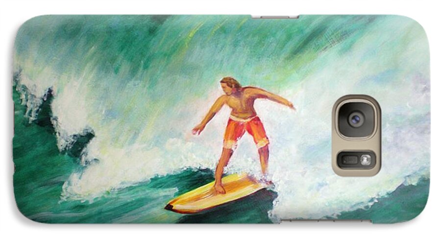 Surfer Galaxy S7 Case featuring the painting Surfer Dude by Patricia Piffath
