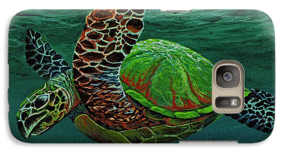 Animal Galaxy S7 Case featuring the painting Swimming With Aloha by Darice Machel McGuire