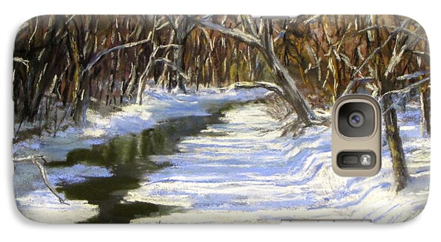 Assabet River Galaxy S7 Case featuring the painting The Assabet River in winter by Jack Skinner