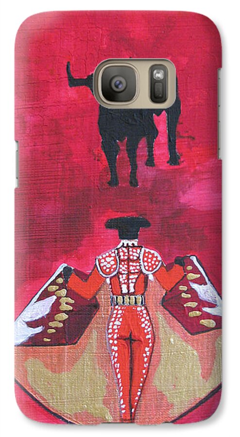 Spanish Art Galaxy S7 Case featuring the painting The Bull Fight NO.1 by Patricia Arroyo