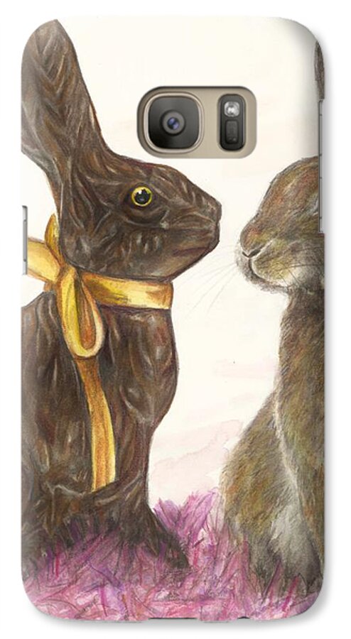 Bunny Galaxy S7 Case featuring the drawing The chocolate imposter by Meagan Visser