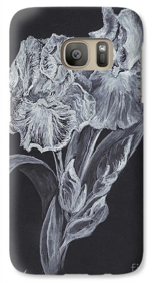 Black & Whie Galaxy S7 Case featuring the painting The Gossamer Iris by Carol Wisniewski