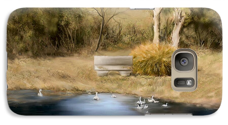 Ducks Galaxy S7 Case featuring the painting The pond by Bonnie Willis