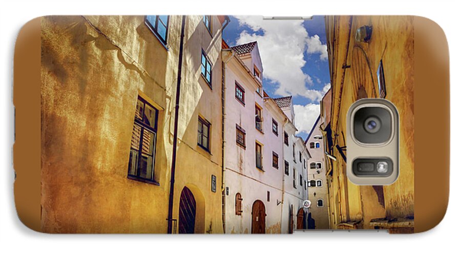 Riga Galaxy S7 Case featuring the photograph The Sunny Streets of Old Riga by Carol Japp