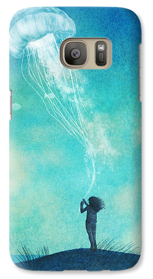 Jellyfish Galaxy S7 Case featuring the drawing The Thing About Jellyfish by Eric Fan