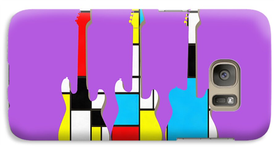 Guitars Galaxy S7 Case featuring the painting Three Guitars Modern Tee by Edward Fielding