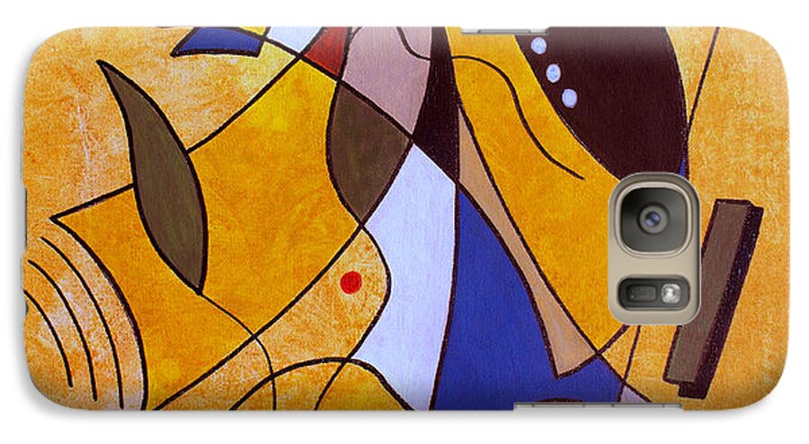 Abstract Galaxy S7 Case featuring the painting Three White Petals by Ruth Palmer