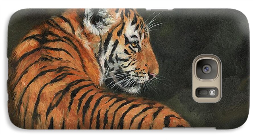 Tiger Galaxy S7 Case featuring the painting Tiger At Night by David Stribbling