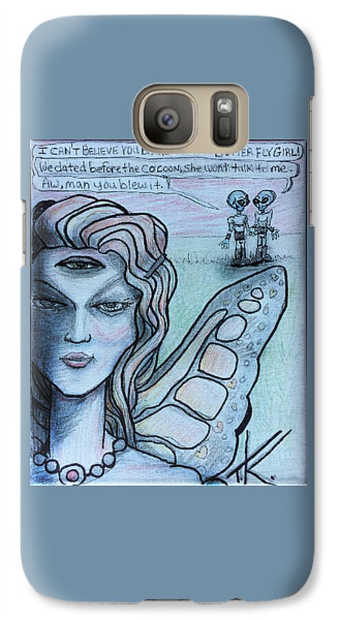 Butterfly Galaxy S7 Case featuring the drawing Transformation by Similar Alien