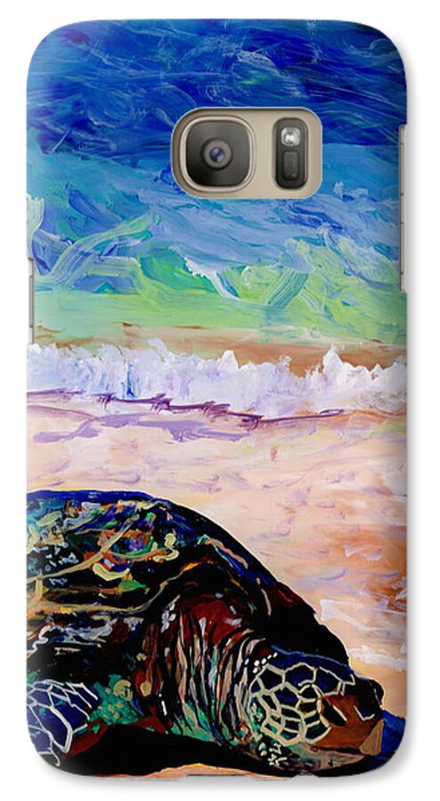 Sea Turtle Galaxy S7 Case featuring the painting Turtle at Poipu Beach 9 by Marionette Taboniar