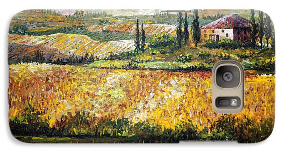 Lanscape Galaxy S7 Case featuring the painting Tuscan Wheat by Lou Ann Bagnall